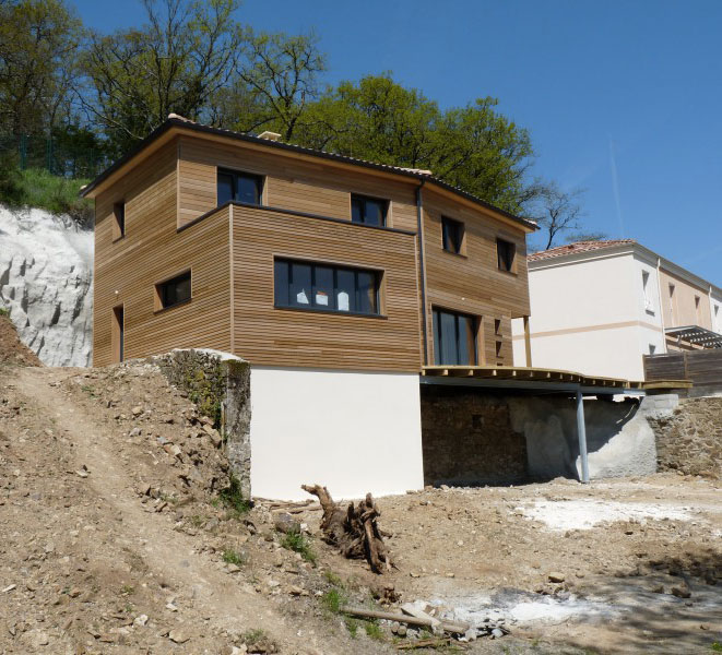 maison individuelle mixte ossature bois toiture tuile Nantes